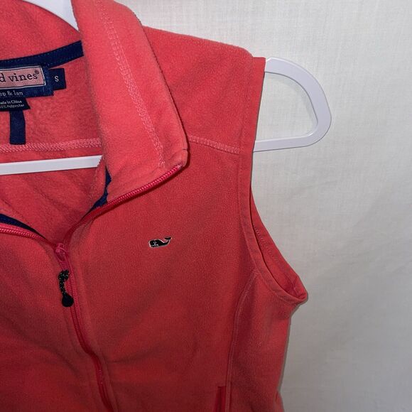 Vineyard Vines Athletic Vest Women’s Sz Small Pink Full Zip Pockets Sleeveless - Picture 4 of 12